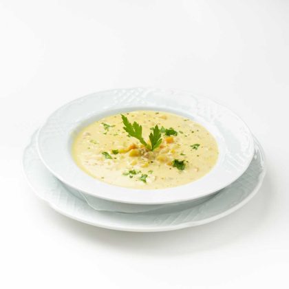 Cream of potato soup with mushrooms